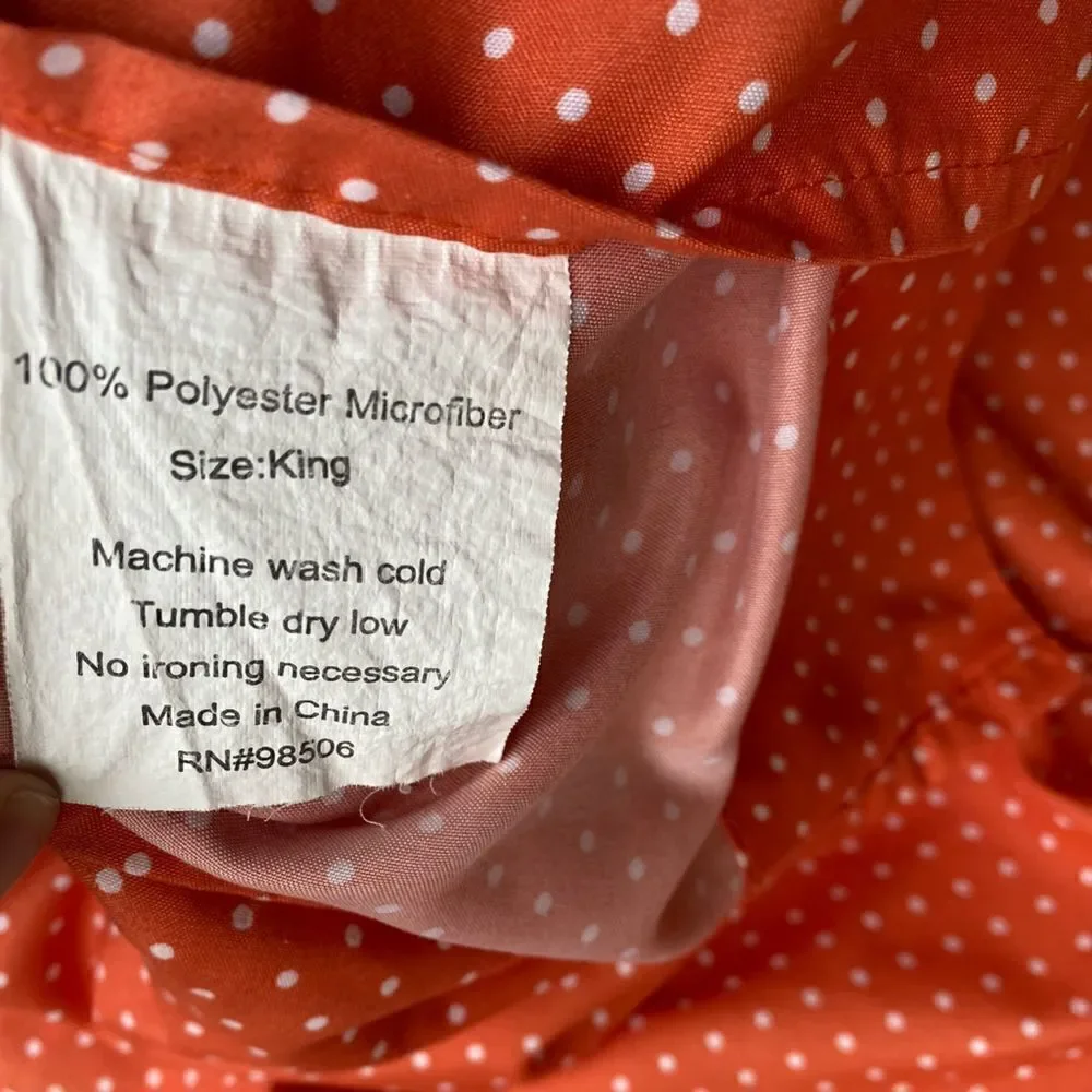Simple Orange White Dot Bed Flat Top Sheet